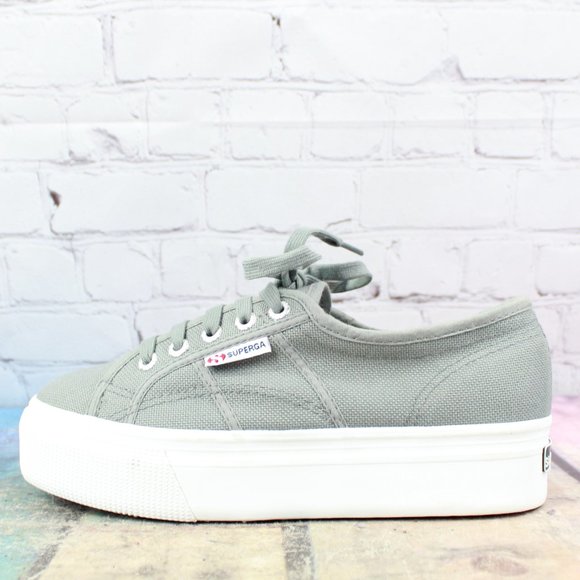 Superga Shoes - Superga Linea Up Down Gray Sage Canvas Sneakers Size M 6 L 7.5
